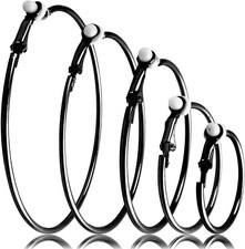5 Pairs Blak Clip on Earrings Hoop Non Piercing Women Clip Earrings for Women, 5
