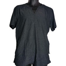 KOI Lite Stretch Scrub Top Heathered Black VNeck 2 Pocket Style 1035 Size LARGE