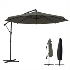 10ft Cantilever Patio Umbrella 360 Rotation Tilt with Cover Outdoor Tan
