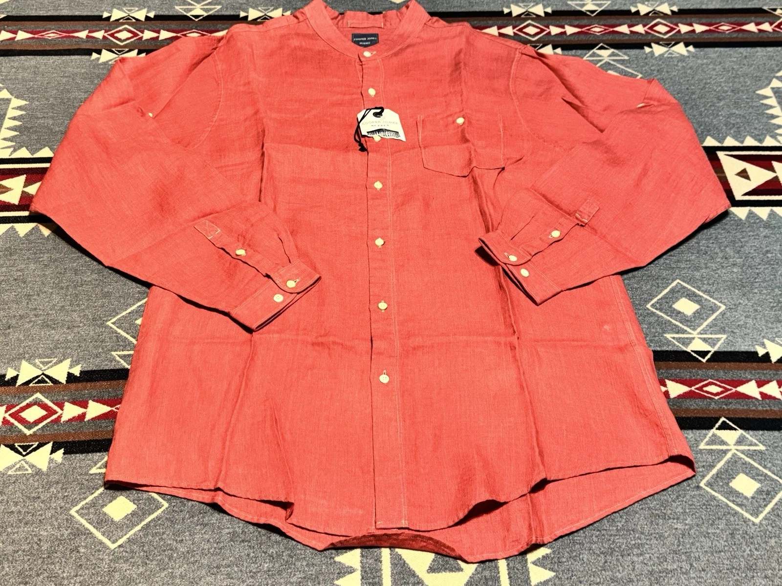 Cooper Jones Linen Blend Shirt Mens L Red Button NWT T1