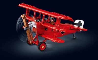 WW1 Fokker DR-1 Fighter Jet Model Red Baron Aircraft Building Blocks Sluban