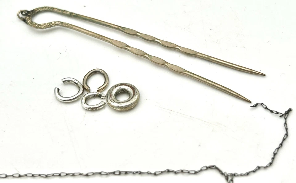 Antique Eyeglasses Gold Filled Rimless Nose Pinch w/ Hairpin Case NEEDS REPAIR - Image 4 of 4