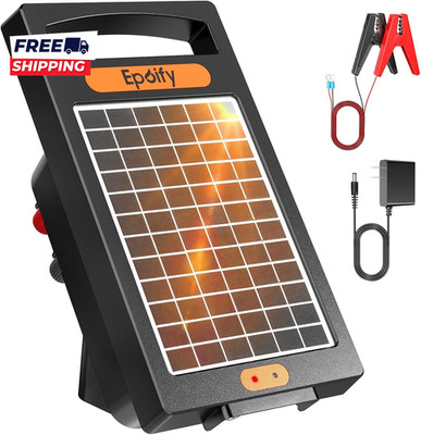 24 Hour Solar Electric Fence Charger  10 Miles  up to 10200V Output Range Electr