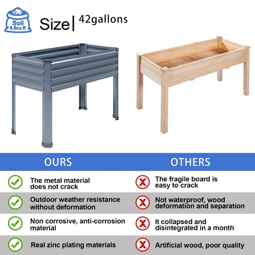 Galvanized Raised Garden Bed with Legs,2PCS 48×18×30in Elevated Planter Box f... - Picture 2 of 8