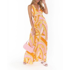 Show Me Your Mumu Marisol Maxi Dress Caribbean Cocktail Halter Open Back M NWT