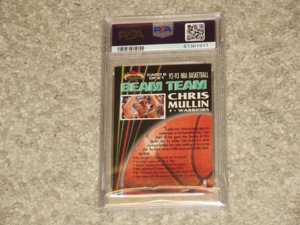 Chris Mullin 1992 Topps Stadium Club Beam Team #6 ICONIC HOF PSA 8 SET BREAK Foto 2 de 2