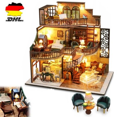 Dream Building Pavillon 1:24 Miniatur Puppenhaus DIY großer Bastelset. Light Up
