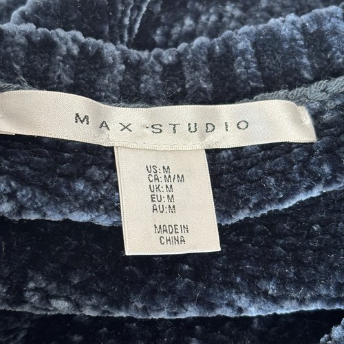 Max Studio Womens Chenille Long Sleeve Sweater Size M Blue - Picture 6 of 7