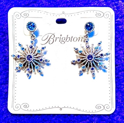 BRIGHTON HALO STARLIT TANZANITE AQUA BLU WHT SWAROVSKI CRYS SLV EARRINGS NWT RET