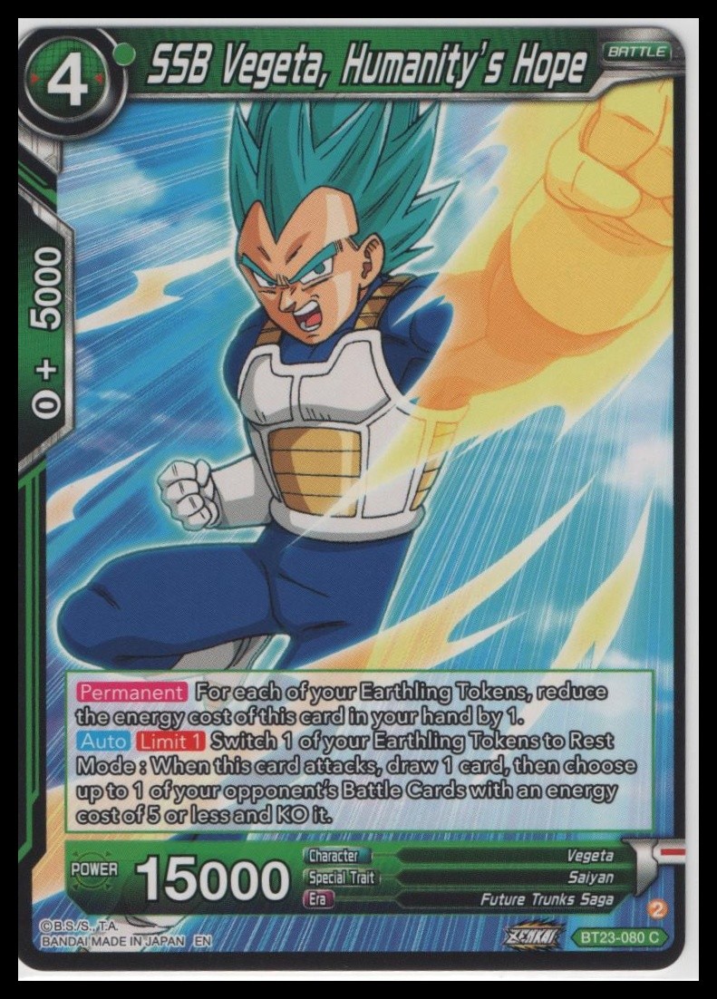 SSB Vegeta, Humanity's Hope BT23-018 SR Red Perfect Combination DBS Masters NM