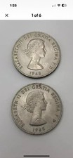 2 COMMEMORATIVE COINS - UNITED KINGDOM 1 CROWN 1965 CHURCHILL QUEEN ELIZABETH II