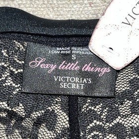 Vintage Black Victoria Secret Sexy Little Things Lace Crystals Hiphugger Panties