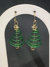 Christmas Tree Dangle Swirl Star Bell earrings 1.75