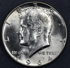1964 50C KENNEDY SILVER HALF UNCIRCULATED KM# 202 Grade:  Choice BU A6786