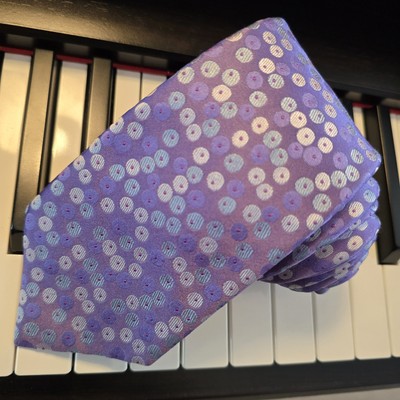 Ted Baker London Neck Tie Mens Lavender/ Sky Blue Polka-Dot 100% Silk Classic