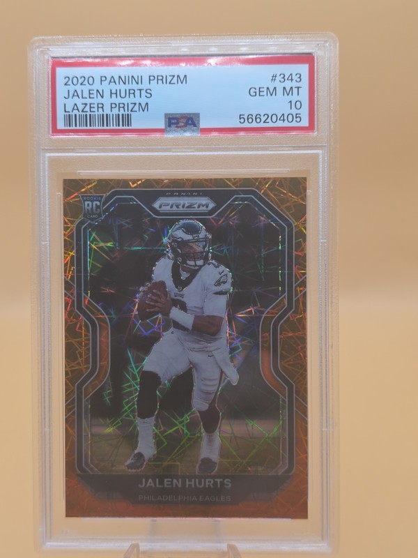 2020 Panini Prizm Jalen Hurts Rookie RC Orange Lazer Prizm PSA 10
