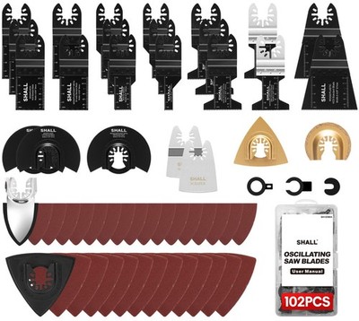 SHALL 102PCS Multitool Blades, Oscillating Multi Tool Accessories kits US
