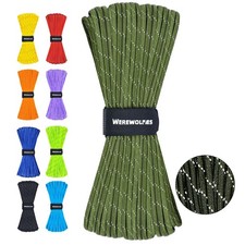 WEREWOLVES Reflective Paracord Rope 7 Strand Type III 4mm 100FT, Army Green