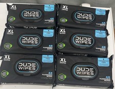 DUDE Wipes - Flushable Wipes - 6 Pack, 288 Wipes - Unscented Extra-Large Adult