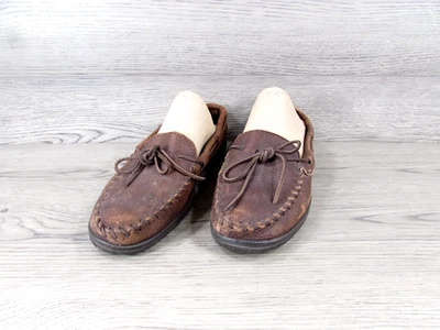 Minnetonka 892 Men's Slipper Moosehide Classic Chocolate Leather Size 11 - Image 1 of 4