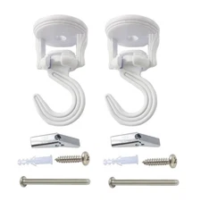 2 Sets Swivel Swag Hooks for Ceiling Hanging Heavy Duty Light Fixture White