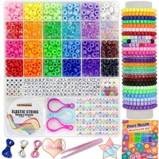 Pony Bulk Kandi Beads for Necklace Jewelry, Bracelets Making Jewelry Kit