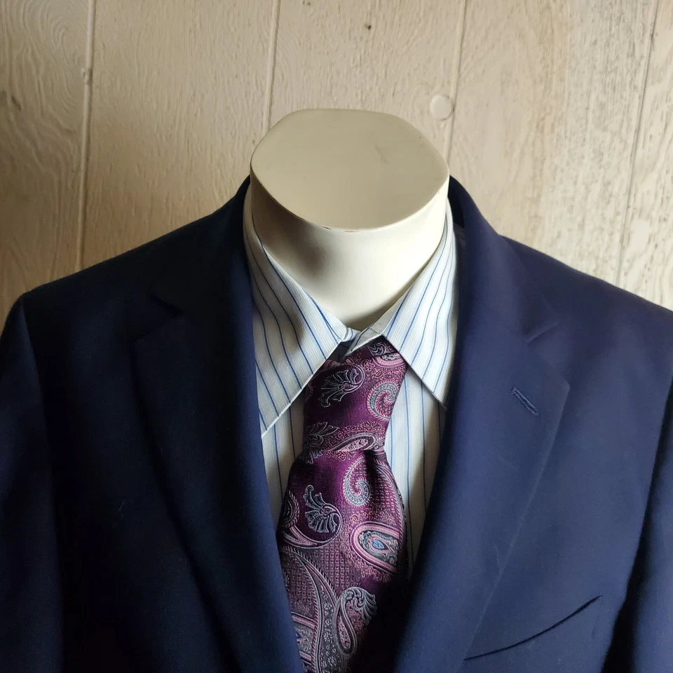 Traje Thomas Rosa Para Hombres 40 R Azul Lana Cirujano Puño Chaqueta Pantalones Rectos 36X29 Foto 3 de 4