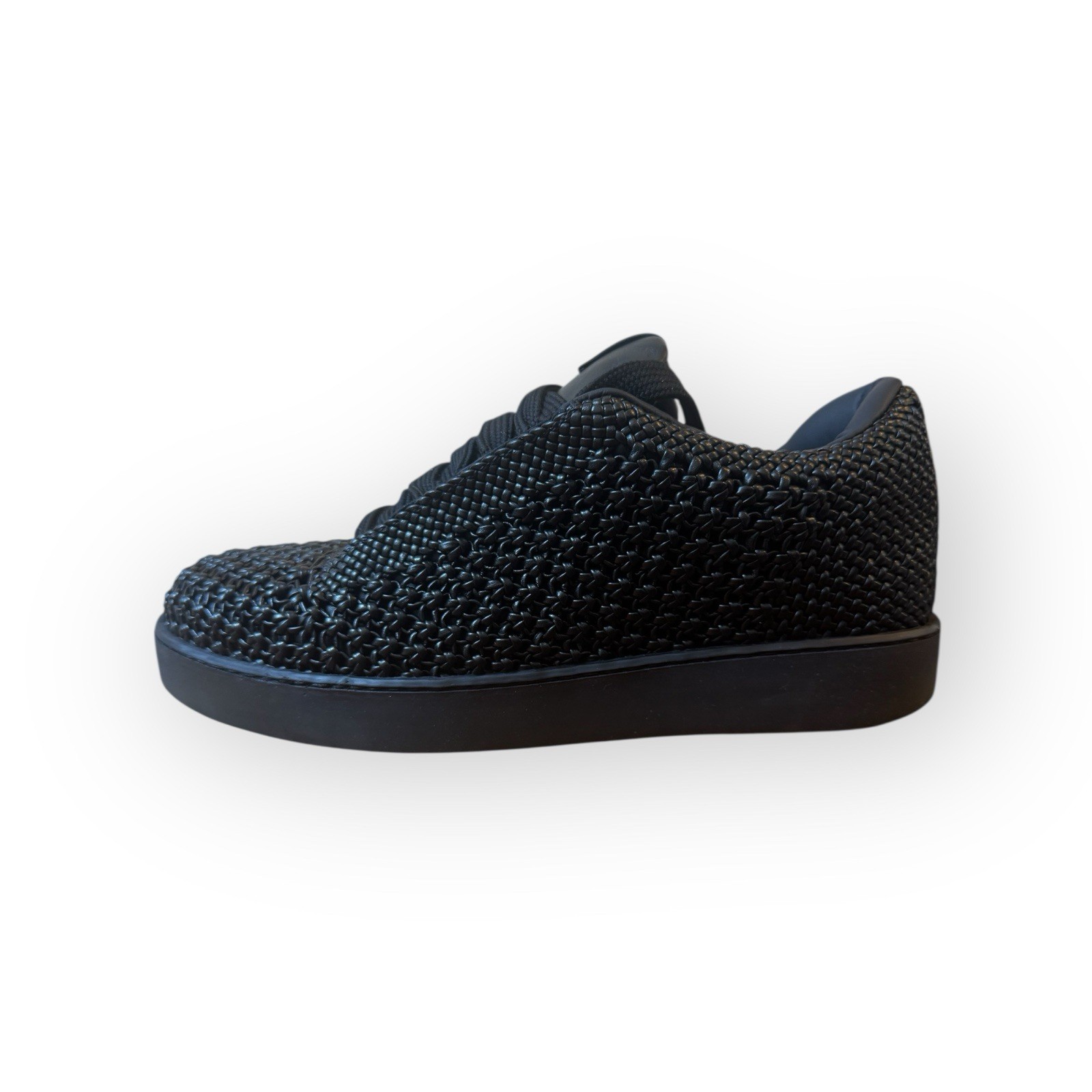 Emporio Armani Woven Leather Trainers Black EU 44 Made in Italy image 3