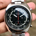 Rare Seiko Chronograph Automatic 6139-7002 Black Dial Day Date Watch Men Vintage