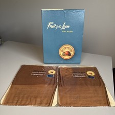2 pair 1950s Fruit Of The Loom Dupont Nylon Fiddle Foot Stockings Florida Sand 9