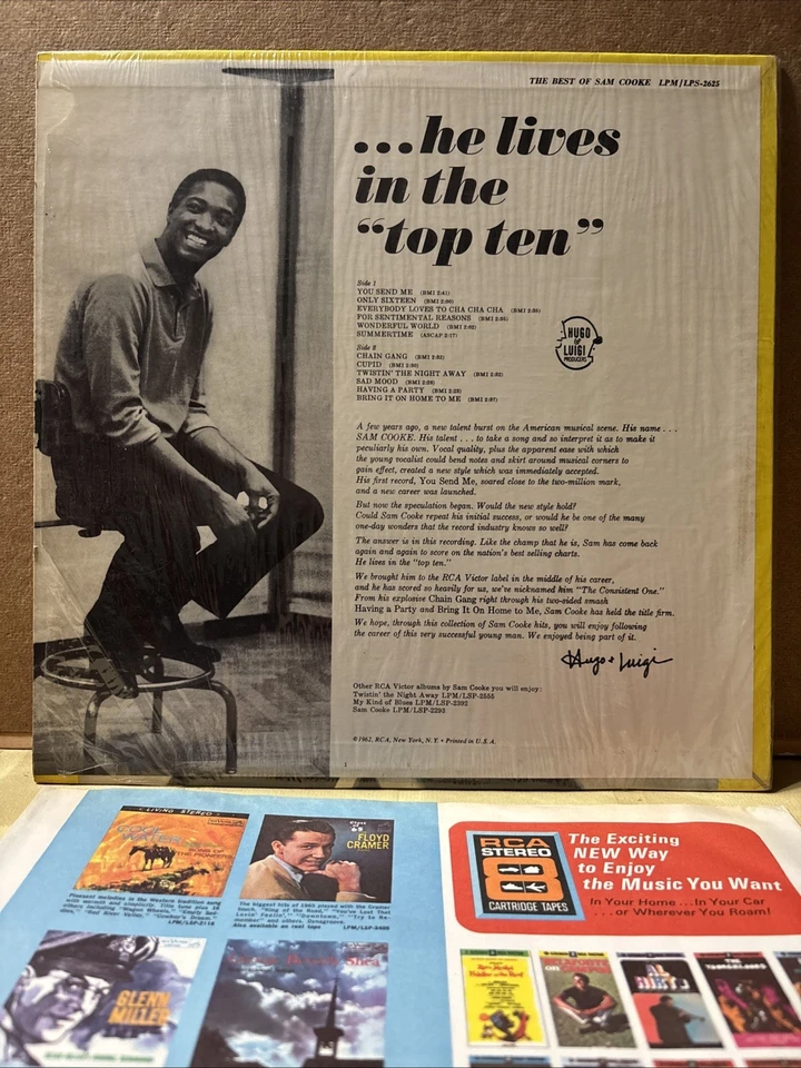 SAM COOKE - The Best Of  1962 Vinyl LP  RCA LSP 2625 Stereo Send Me Cupid Shrink - Image 2 of 4