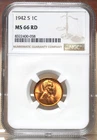 1942-S LINCOLN WHEAT CENT NGC MS66RD 400058