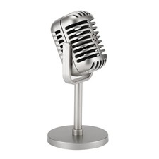 Facmogu Classic Retro Style Microphone Prop with Stand, Fake Vintage Microphone