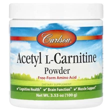 Carlson Labs Acetyl-L-Carnitine Amino Acid Powder 3 53 oz 100 g Gluten-Free,