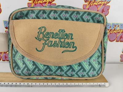 Vintage Jewelry Makeup Bag Benetton Fashion Beige Pattern