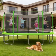 16ft Trampoline w Ladder  Enclosure Net for Kids  Adults, Outdoor Trampoline