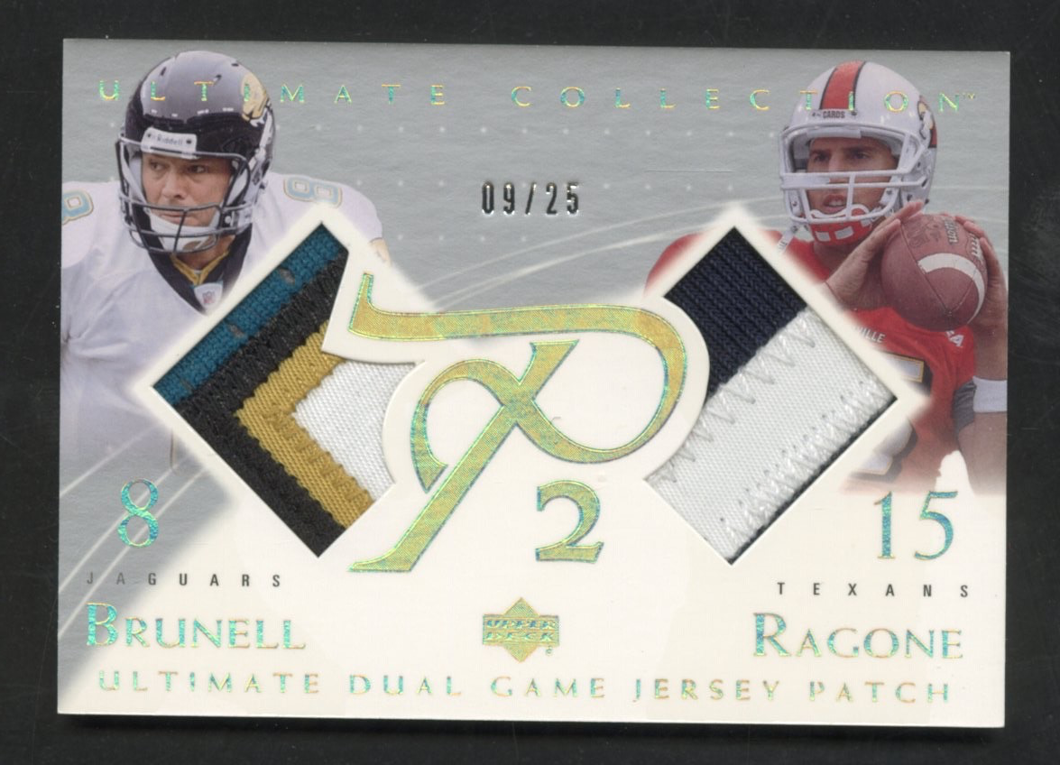 2003 Upper Deck Ultimate Mark Brunell Dave Ragone Dual Jersey Patch /25 #DGP-BR