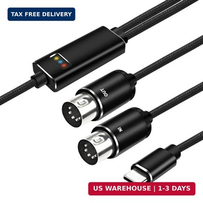 XMSJSIY MIDI to USB C Type-C Interface Cable Adapter 5 Pin MIDI to Type-C Input&