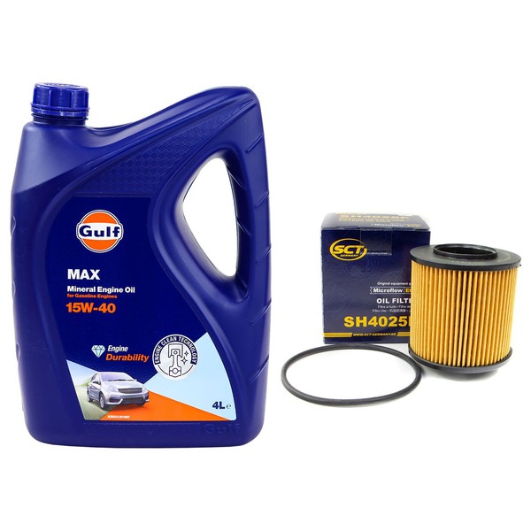 MotoröL Set Gulf Max 15W-40 4 Liter + ÖLfilter FüR Audi Seat Skoda VW Polo 1.6-image