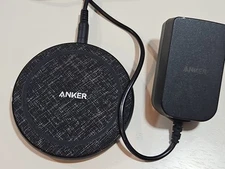 Anker PowerWave II 15W Qi Wireless Charging Pad w/ Wall Charger - Gray, Fabric