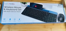 Colorways Wireless Mouse Keyboard Set w/ Multi-Device stand Blue black