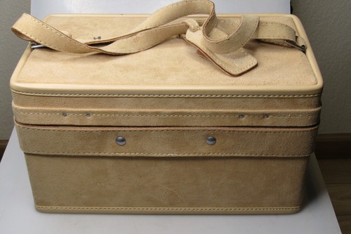 Vintage Hartmann HALSTON Suede Cosmetic Vanity Train Travel Case Luggage - Picture 2 of 14