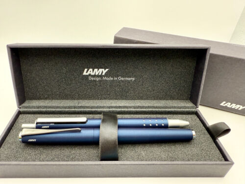 LAMY STUDIO IMPERIAL BLUE FOUNTAIN PEN & BALLPOINT SET EF 14K NEW IN BOX