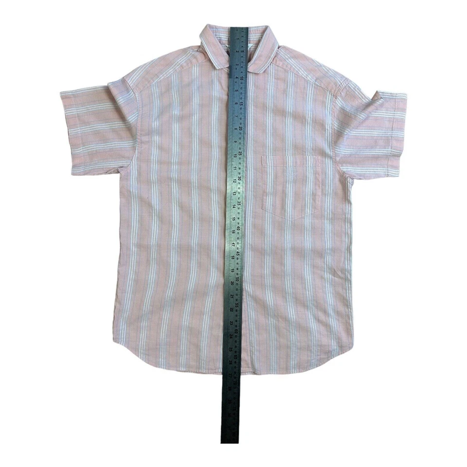 Camisa para mujer Giorgio Armani rosa a rayas con botones manga talla UK 10 logotipo de diseñador Foto 3 de 4