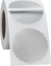 300 Silver Foil Certificate Seal Stickers 2 Inch Embossed Reward Labels