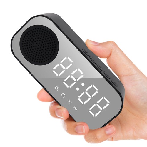 Digital Alarm Clock FM Radio Wireless Bluetooth Mirror LED With Speaker Portable - Bild 21 von 22