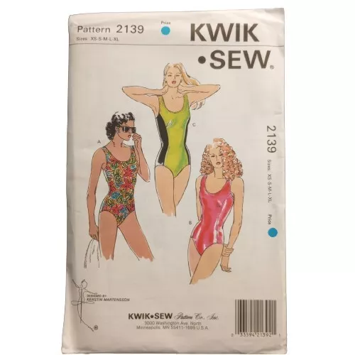 Kwik Sew 2139 Pattern Misses Swimsuits Bodice One Piece Low Cut