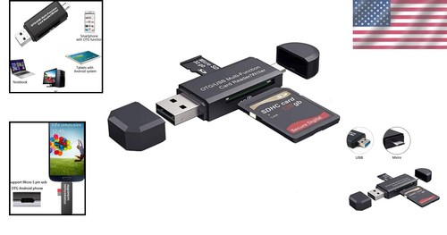 Portable USB/Micro USB Card Reader for SD & Micro SD Cards - Easy Data Transfer - Picture 2 of 9