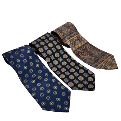 Suit Ties Set Of 3 100% Silk Valentino Giorgio Armani Bill Blass Designer Office
