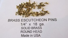 ESCUTCHEON PINS SOLID BRASS 300 pcs. 1/4" X 18 ga. U.S.A. WOOD / LEATHER new